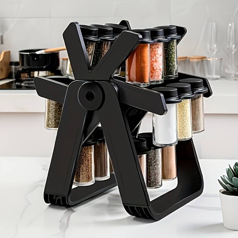 Rack à épices rotatif 360° avec 18 bocaux de rangement