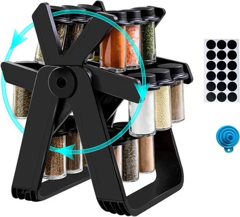 Rack à épices rotatif 360° avec 18 bocaux de rangement