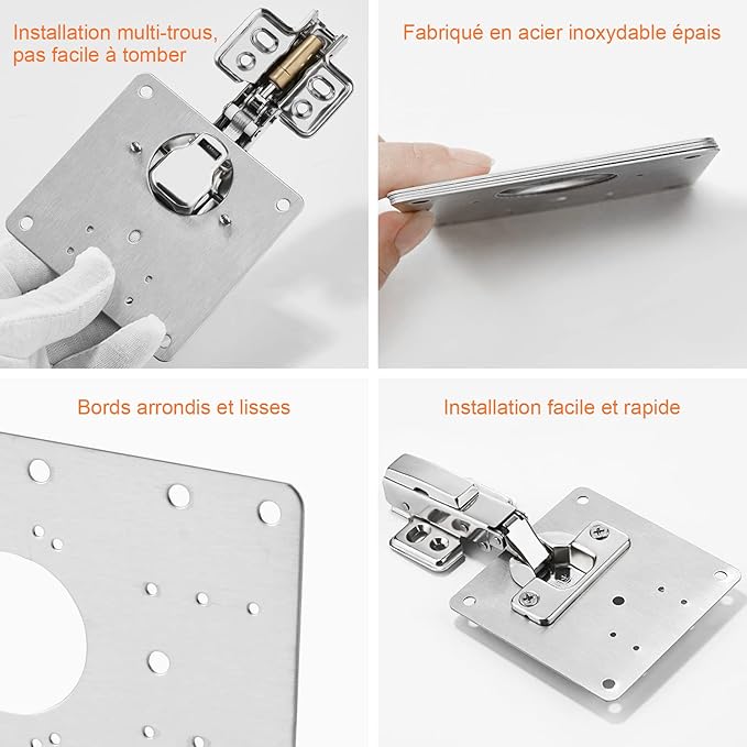 Kit Réparation Charnières Acier Inox Fix'Armoire 4 pcs
