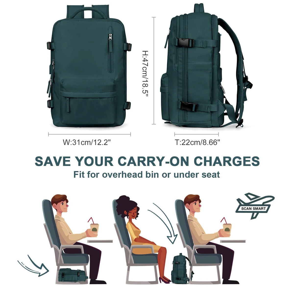 Women's waterproof hiking backpack, large