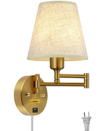 Applique Murale Or Élégant GoldGlow avec Variateur et Port USB