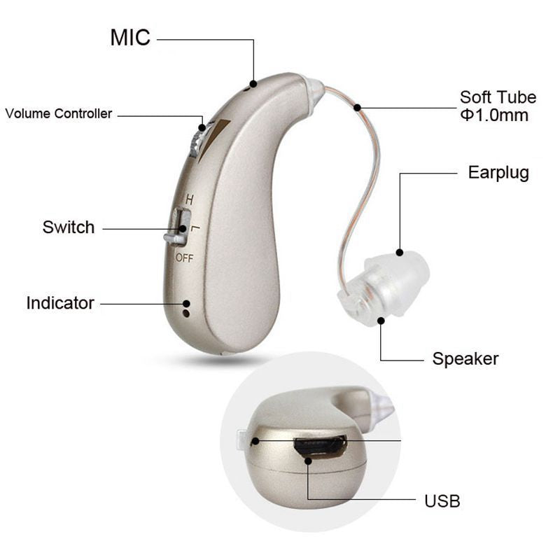 Rechargeable Bluetooth Hearing Aid Headphones for Seniors