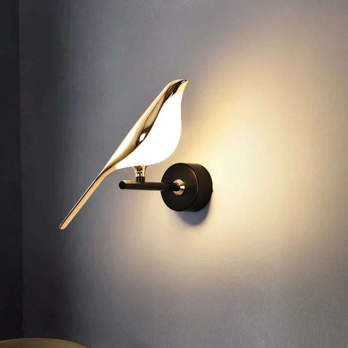 Applique Murale Oiseau Doré - Sculpture Lumineuse Intérieur Contemporain