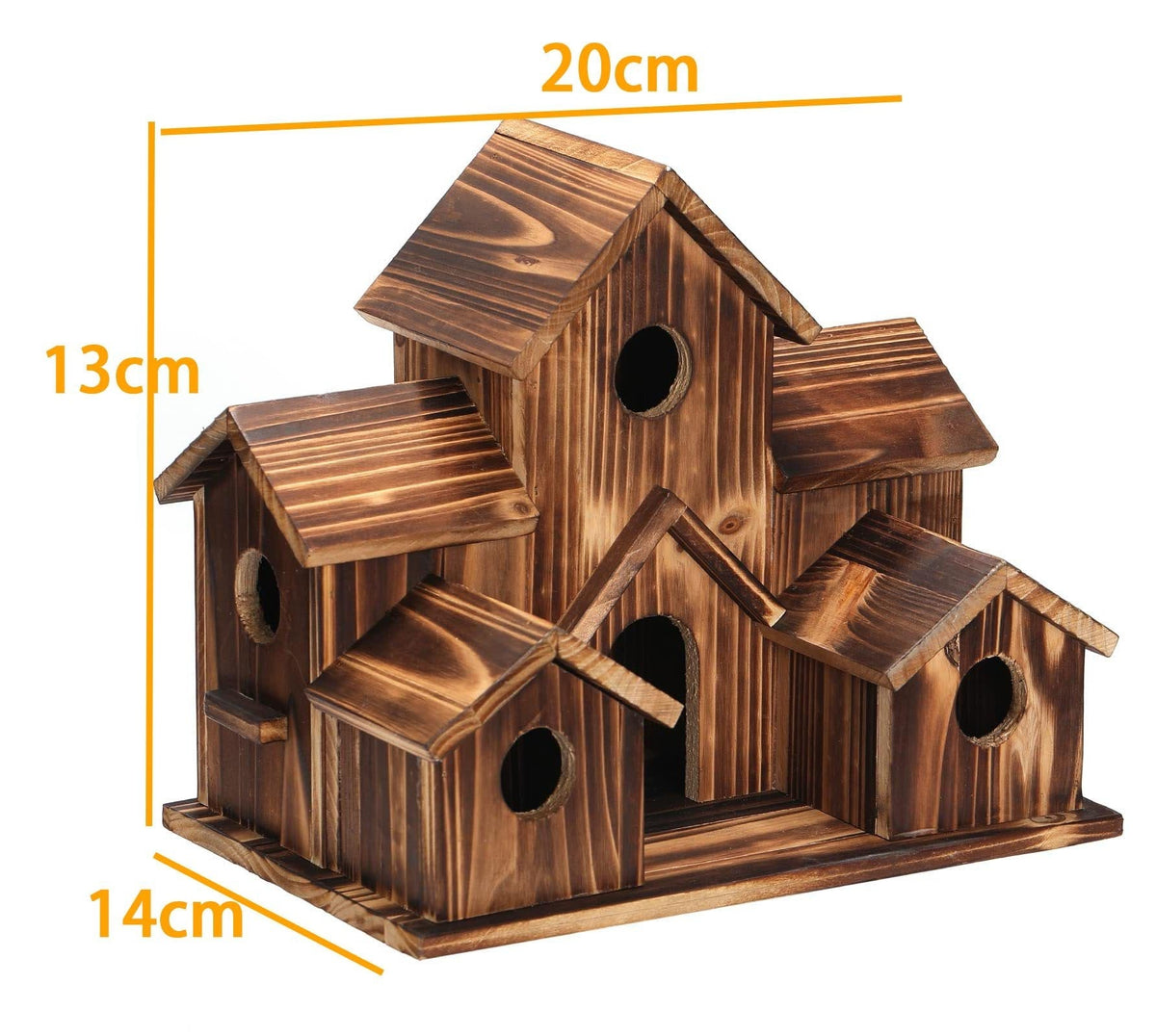 Handcrafted Wooden Birdhouse with 6 Holes