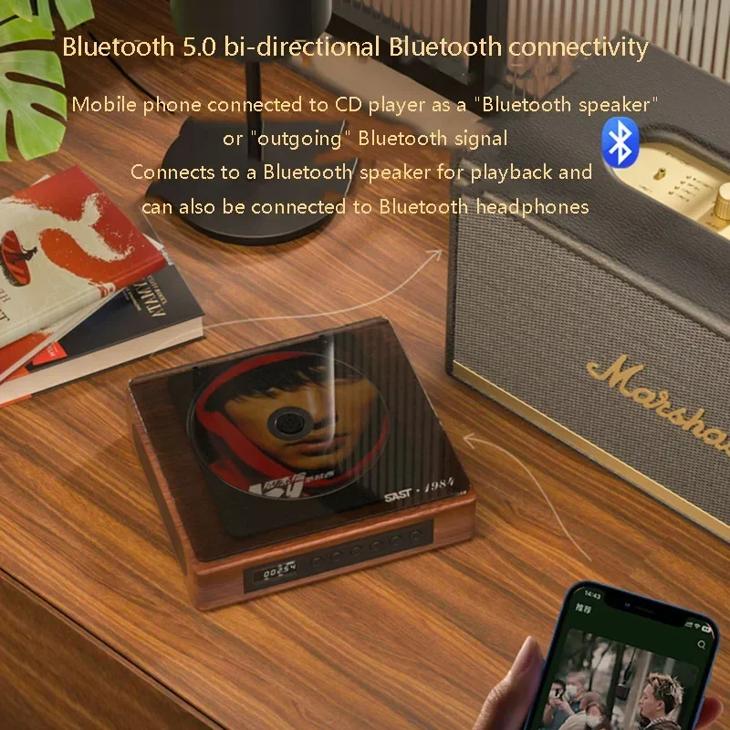 Retro CD Player with Bluetooth & Type-C Port