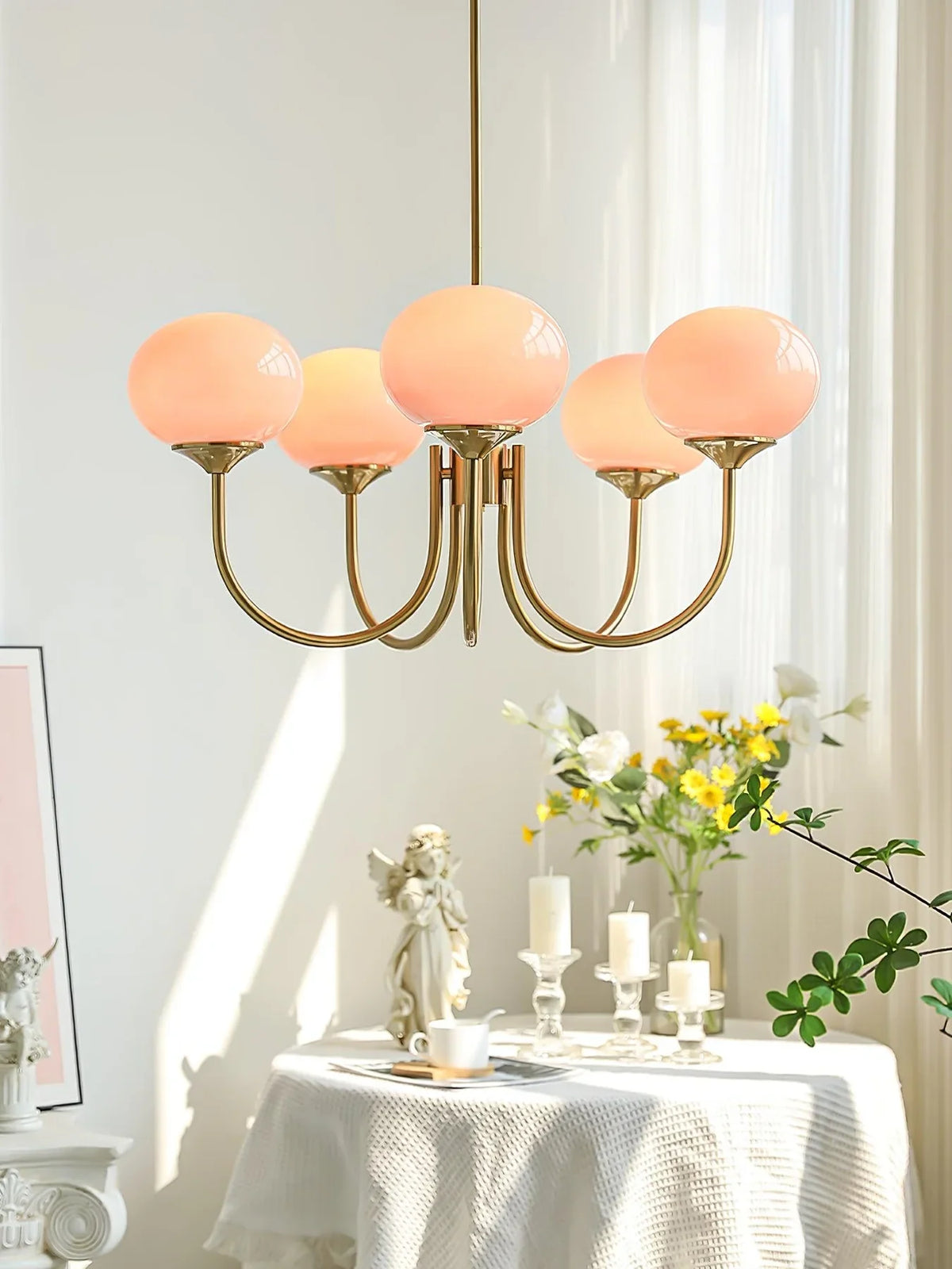 Lustre Macaron Élégance Florale Suspendu Design