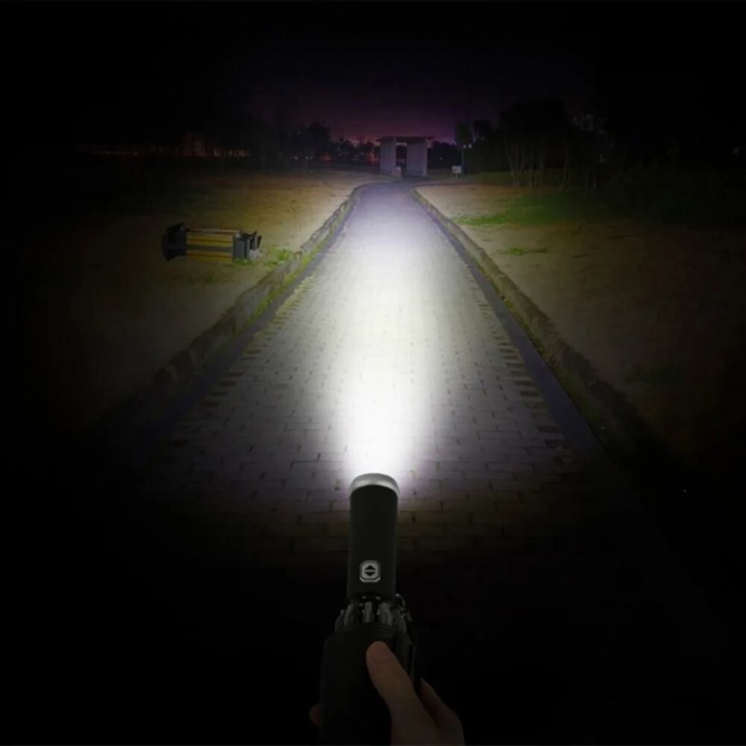 LED umbrella with built-in flashlight