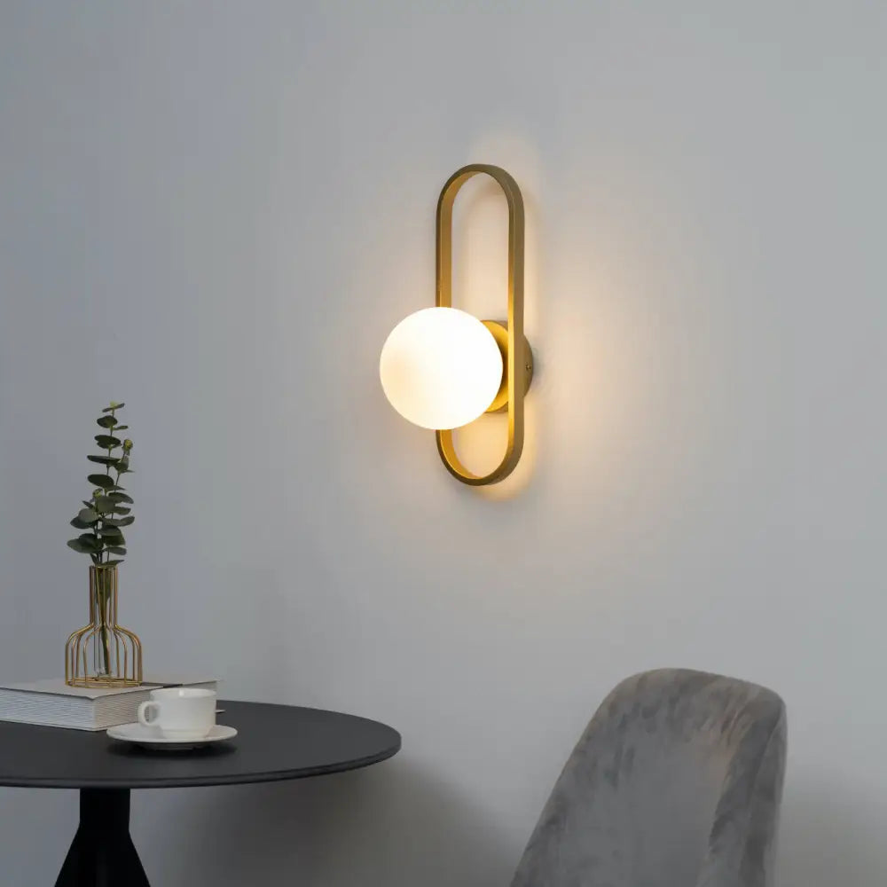 Applique Murale Belisto Retro Glow, Verre Blanc, Finition Or