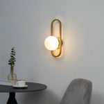 Applique Murale Belisto Retro Glow, Verre Blanc, Finition Or