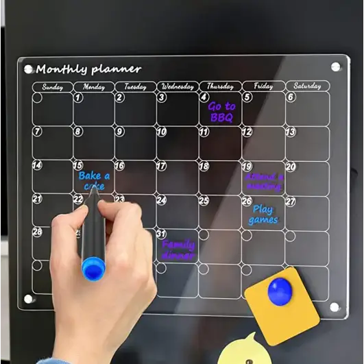 Calendrier Magnétique Acrylique Mensuel Hebdomadaire