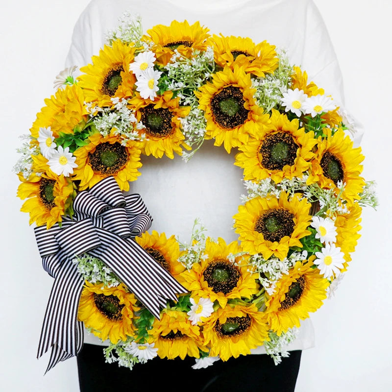 Crown of sunflowers and daisies