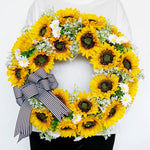 Crown of sunflowers and daisies