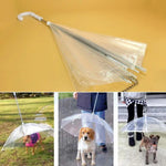 Dog umbrella with integrated leash