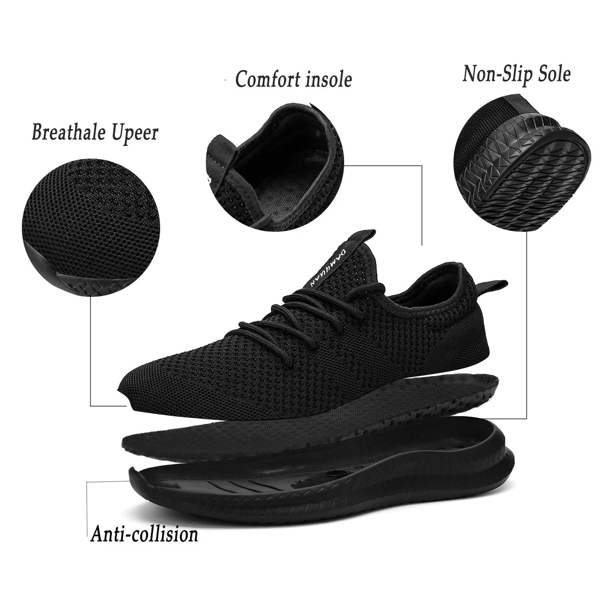 Chaussures de marche aérées mesh pour hommes