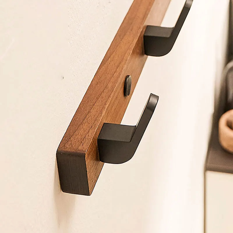 Minimalist Wall-Mounted Coat Hook, Wood & Metal