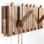 Porte-manteau mural rustique, 8 crochets pivotants
