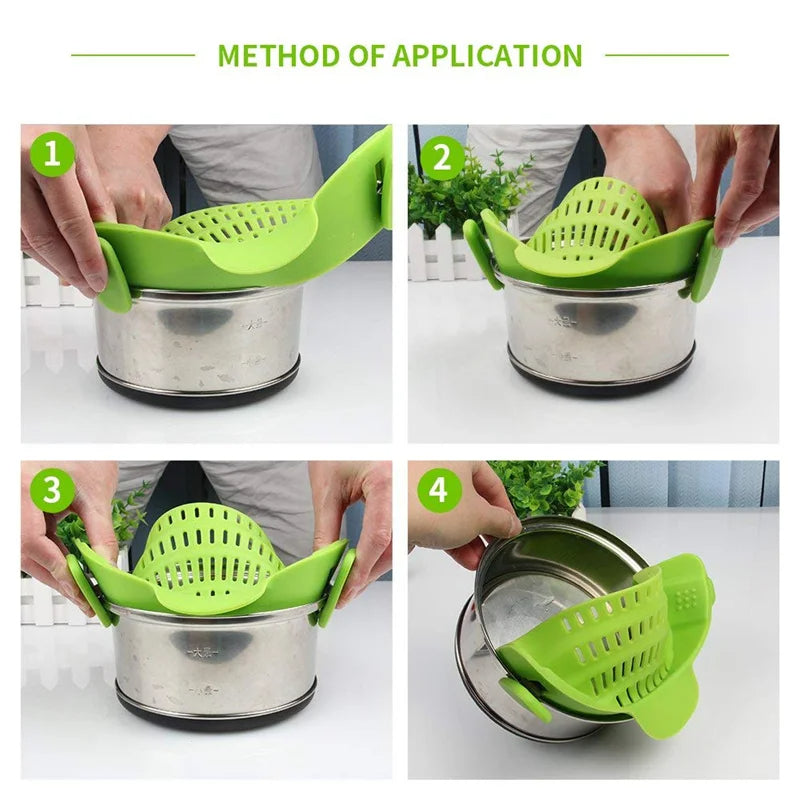 Passoire en Silicone Universelle pour Casserole - Clip-on