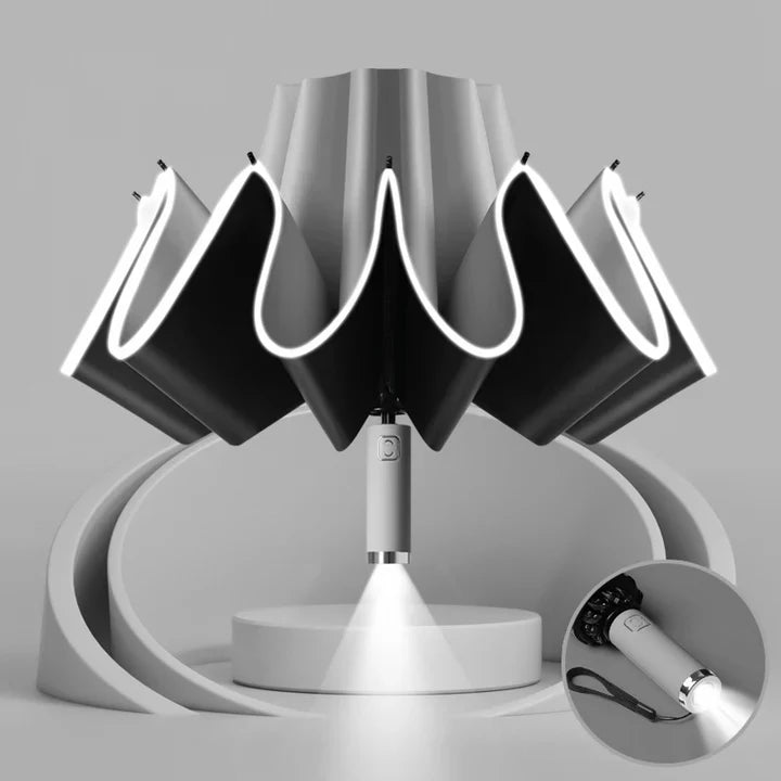 LED umbrella with built-in flashlight