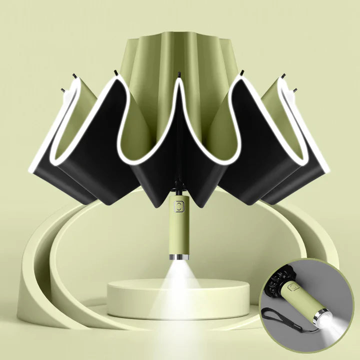 LED umbrella with built-in flashlight