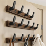 Minimalist Wall-Mounted Coat Hook, Wood & Metal