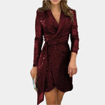 Elegant Women's Blazer Dress with Belt