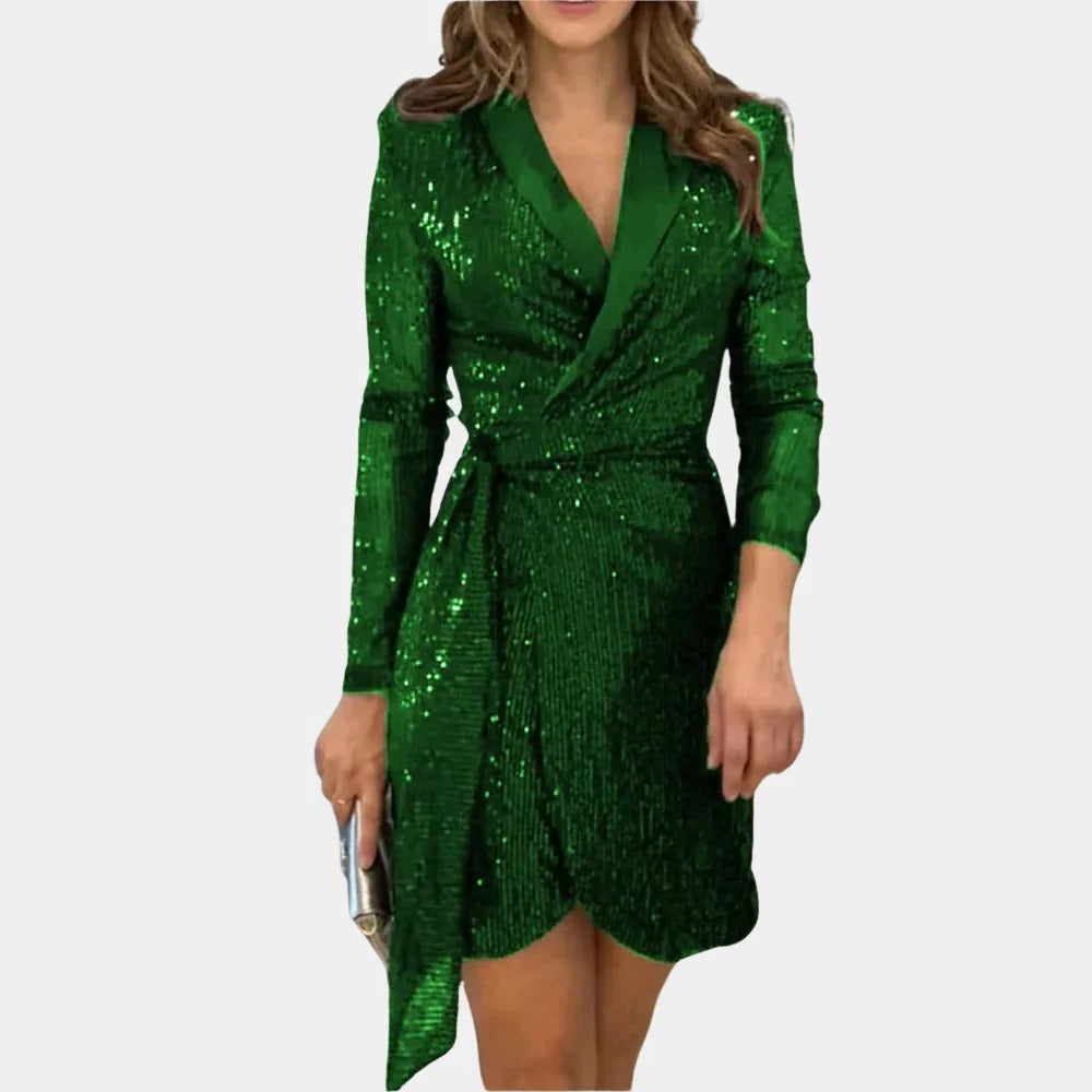 Elegant Women's Blazer Dress with Belt