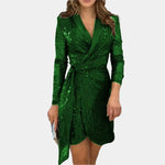 Elegant Women's Blazer Dress with Belt