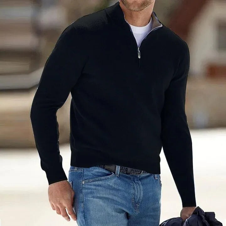 Men's cashmere zip-up sweater
