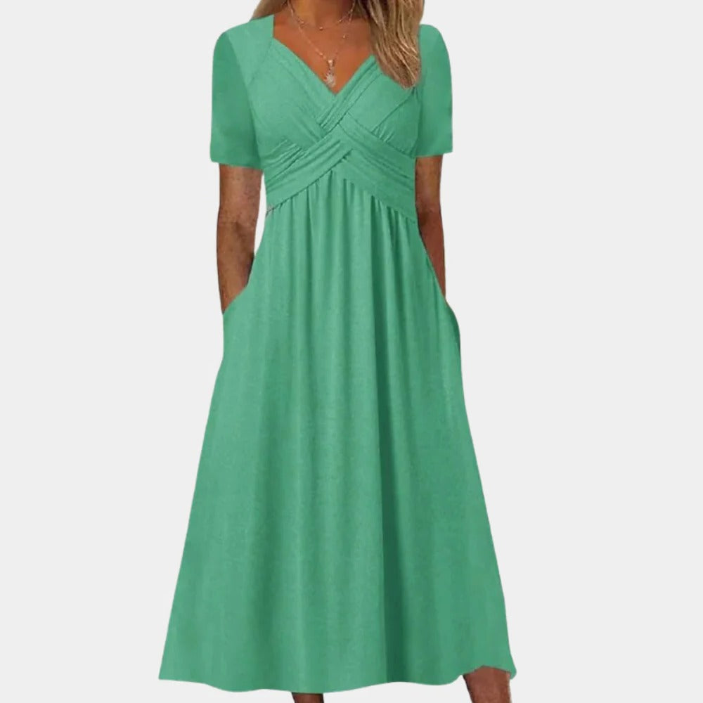 Elegant summer dress for women with V-neck