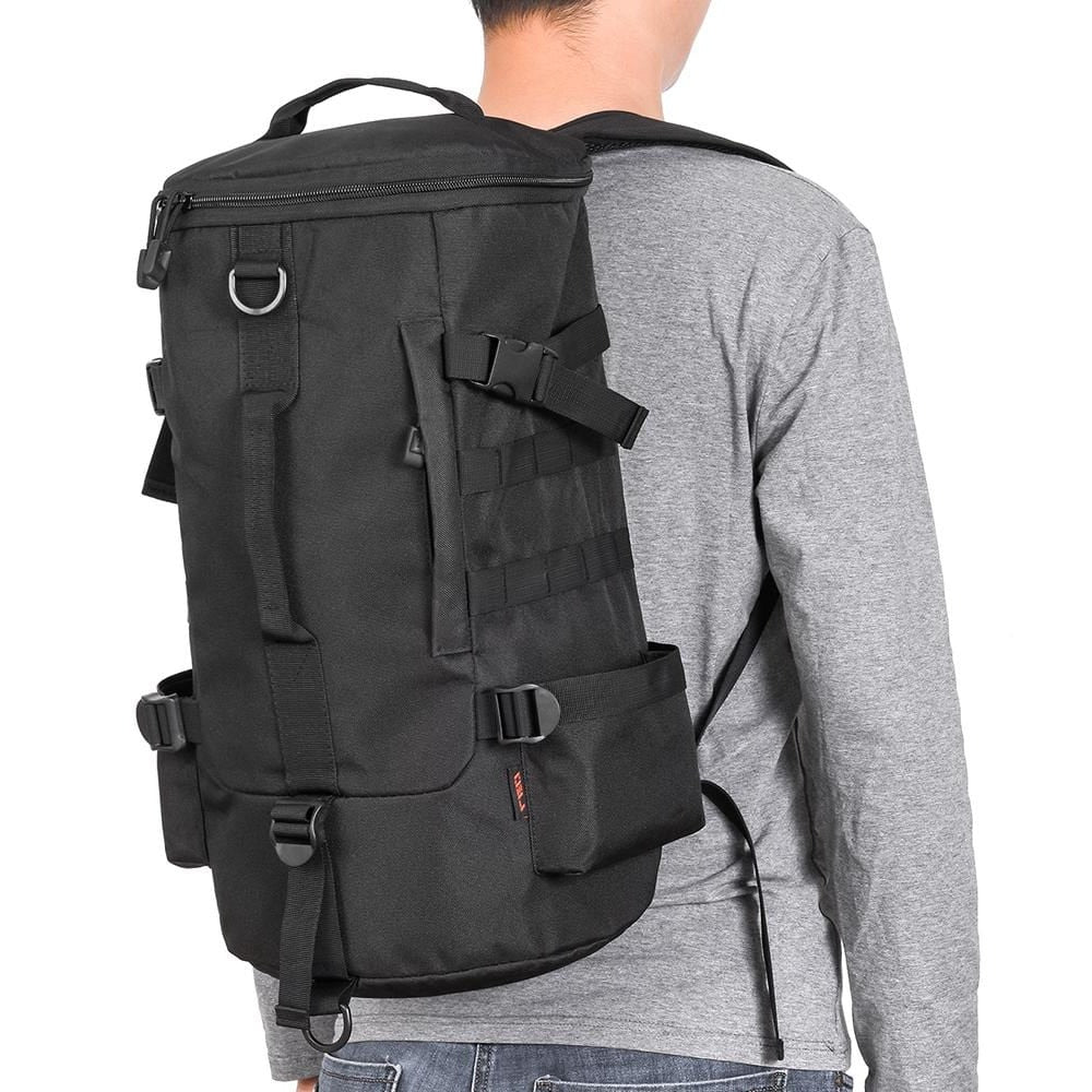 Fishing backpack with organizer and rod holder