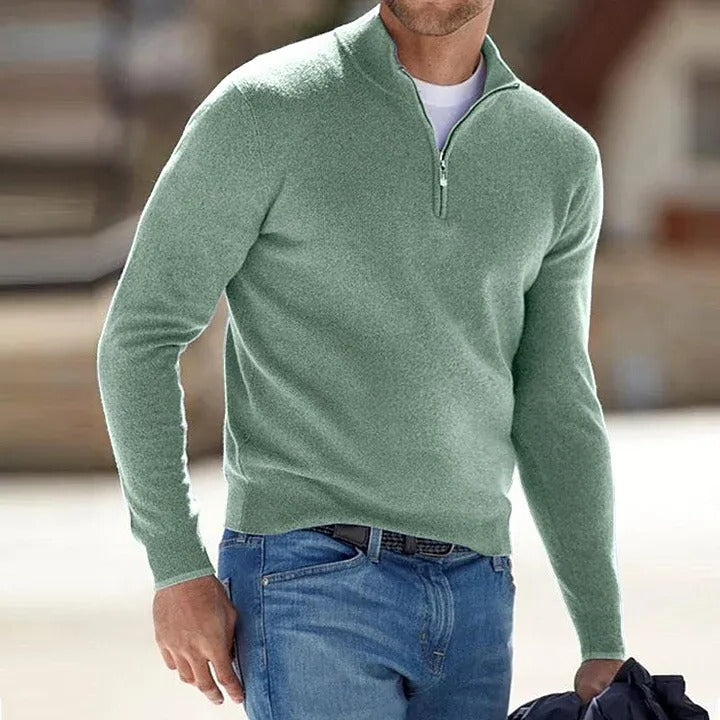 Men's cashmere zip-up sweater