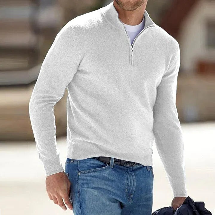 Men's cashmere zip-up sweater