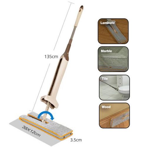 360° Spin Dual-Sided Microfiber Self-Wringing Mop