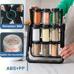 360° rotating spice rack with 18 storage jars