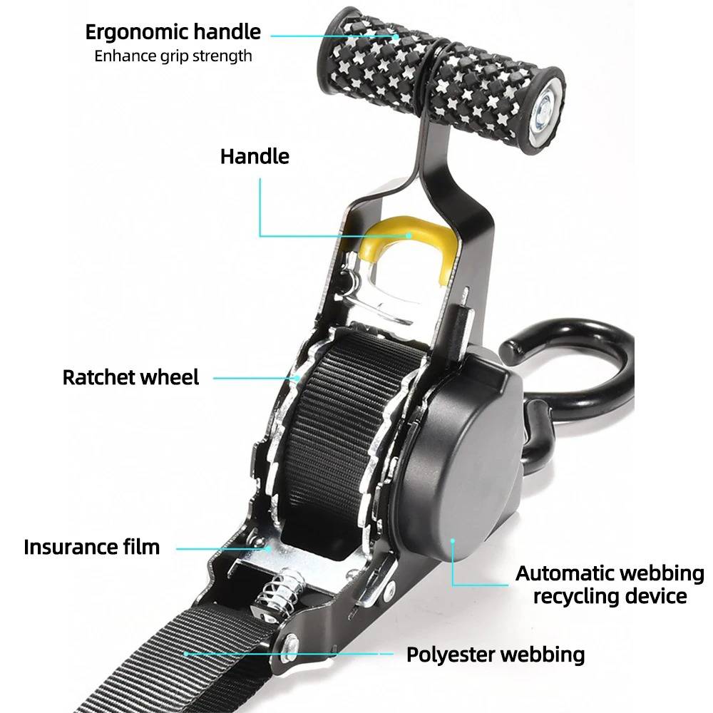 2-Pack Retractable Ratchet Tie-Downs
