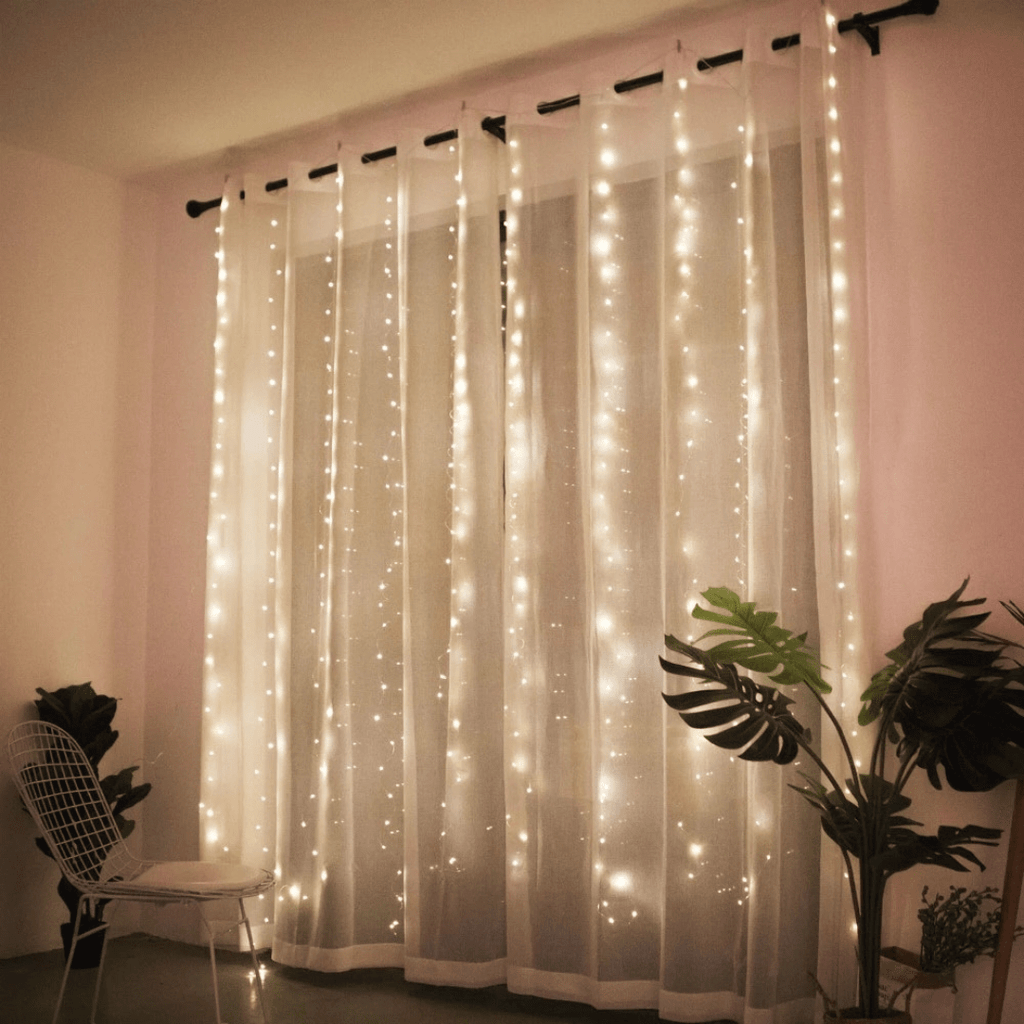 Festive String Lights Starry Curtain