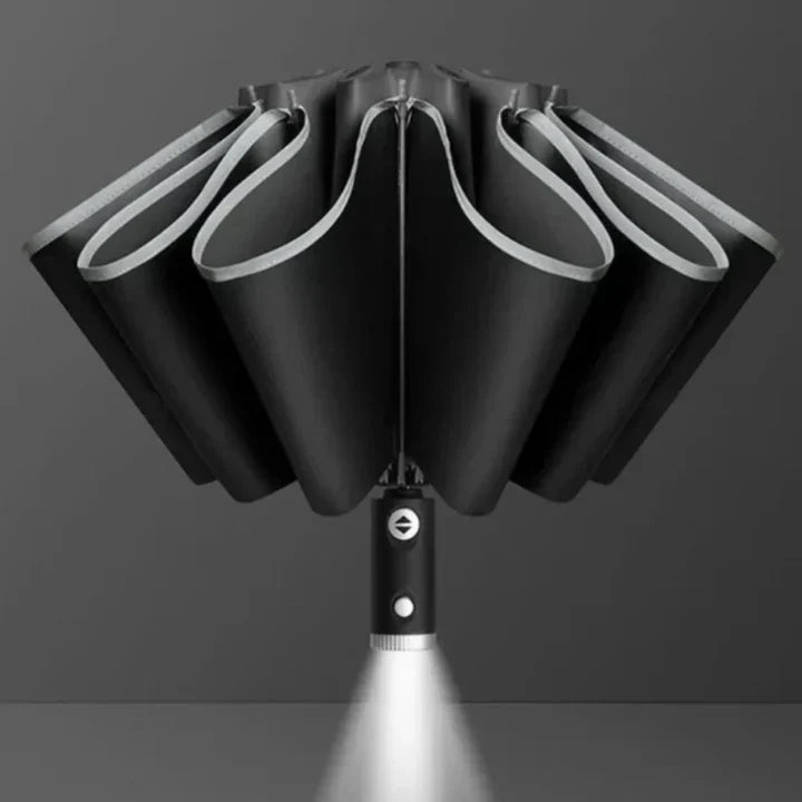 LED umbrella with built-in flashlight