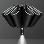 LED umbrella with built-in flashlight