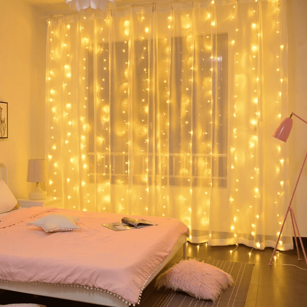 Festive String Lights Starry Curtain