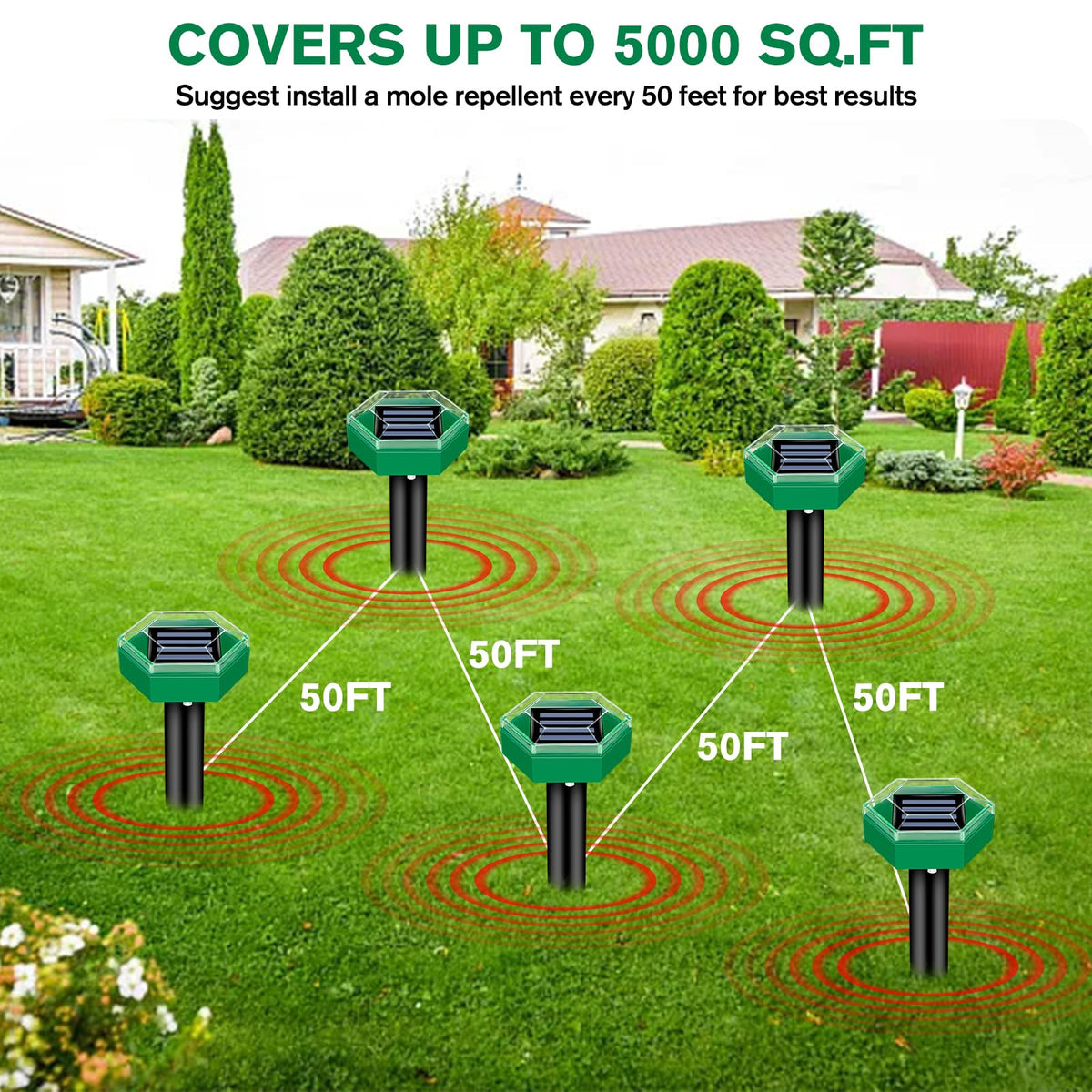 Ultrasonic repellent for moles, 4 pcs