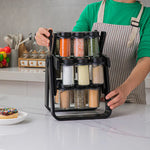 360° rotating spice rack with 18 storage jars