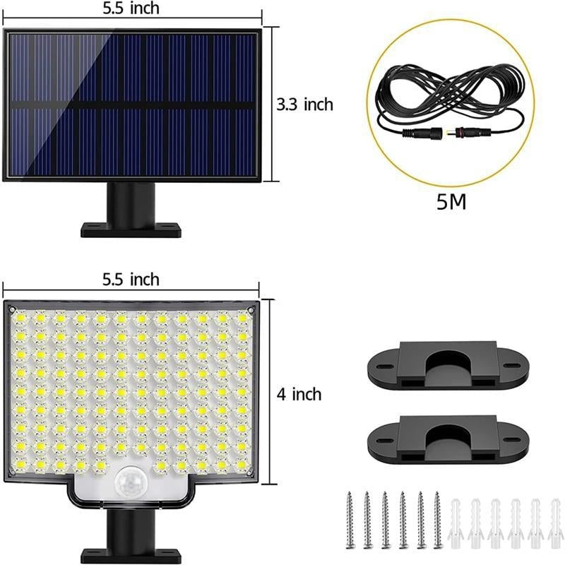Lampe Solaire Extérieure 106 LED avec Détecteur de Mouvement