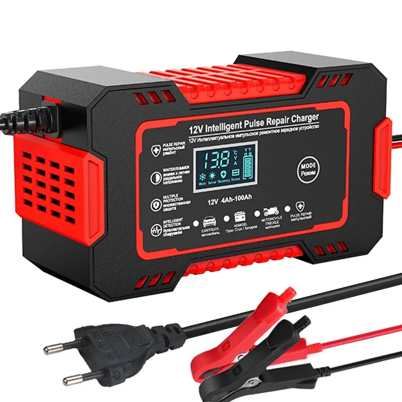 12V 6A Car Battery Charger with Pulse Repair, LCD