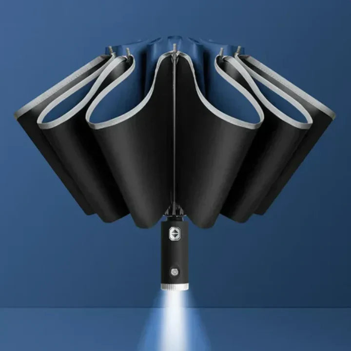 LED umbrella with built-in flashlight
