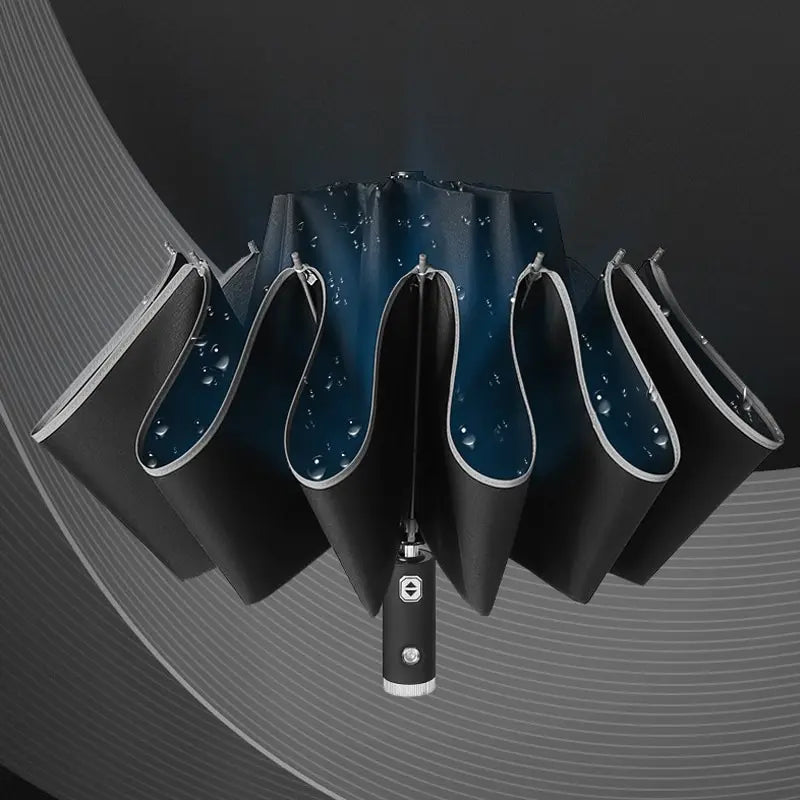 LED umbrella with built-in flashlight