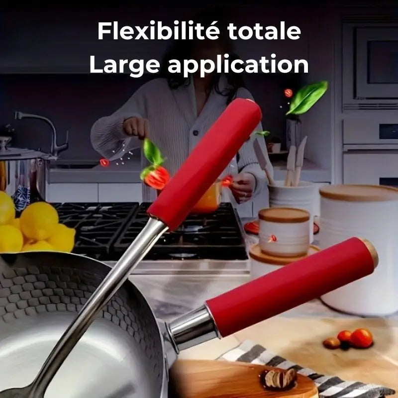 Lot de 2 Poignées de Poêle Silicone avec Couvercle