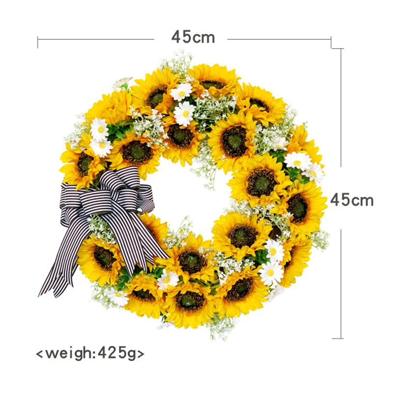 Crown of sunflowers and daisies
