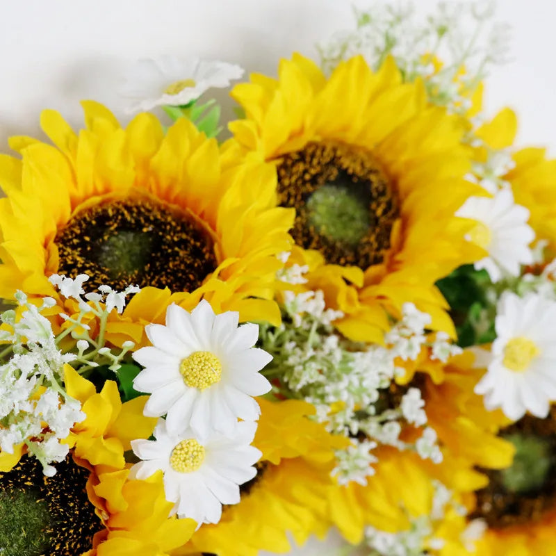 Crown of sunflowers and daisies