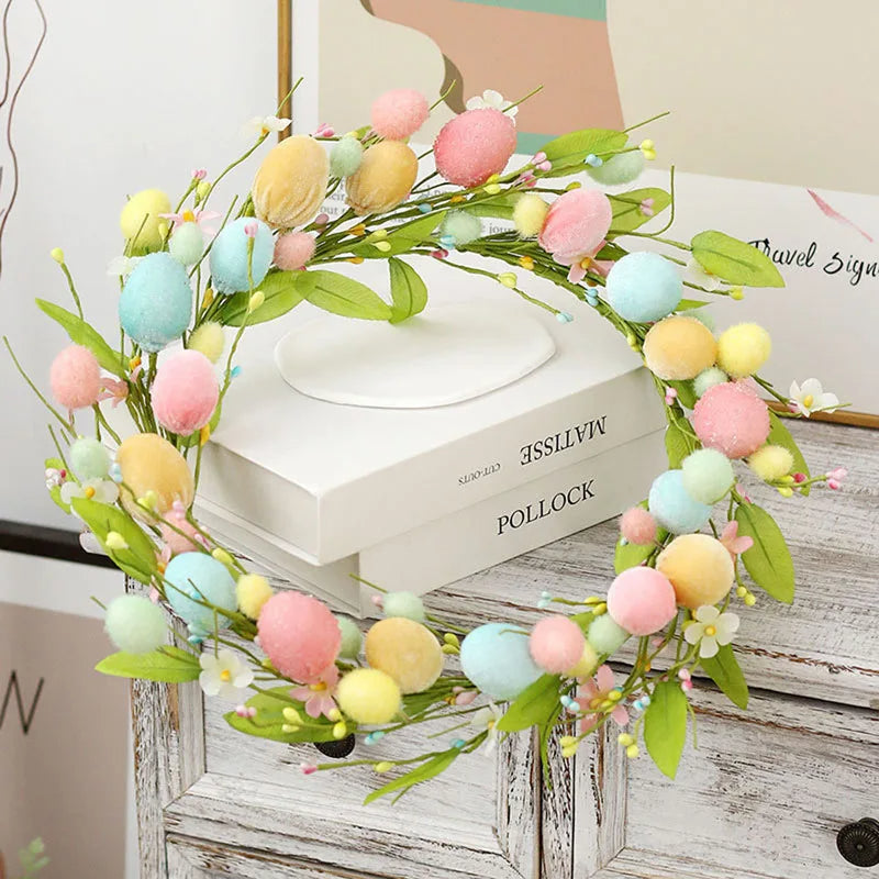 Easter crown with spring colored eggs