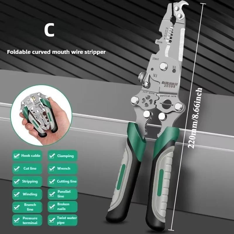Multifunction tool for stripping wires